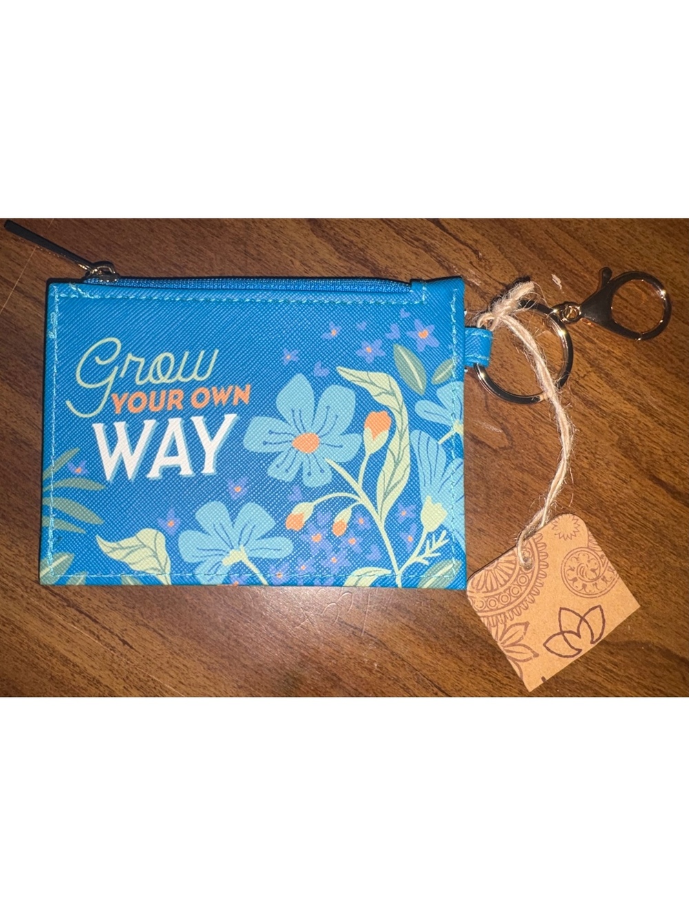 NWT Karma Gifts "Grow Your Own Way" Floral Zip ID Holder Keychain Wallet